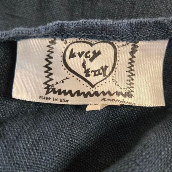 Vintage Lucky & Izzy M/L Linen Long Sleeve Dress Hand Painted Wearable Art Boho - Picture 9 of 10